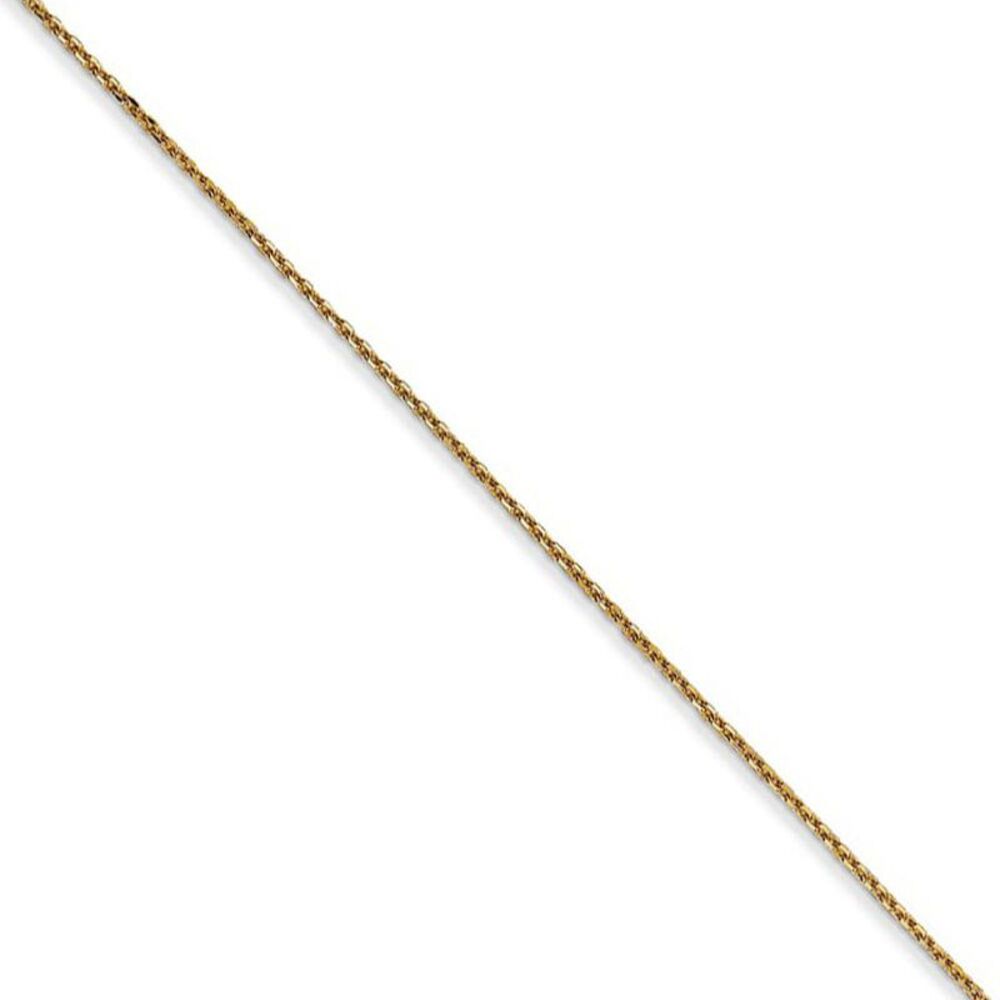 0.65mm, 14k Yellow Gold, Diamond Cut Cable Chain Necklace, 16 Inch